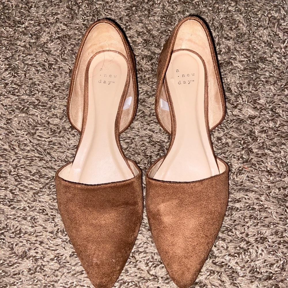 Brown Faux Suede Flats